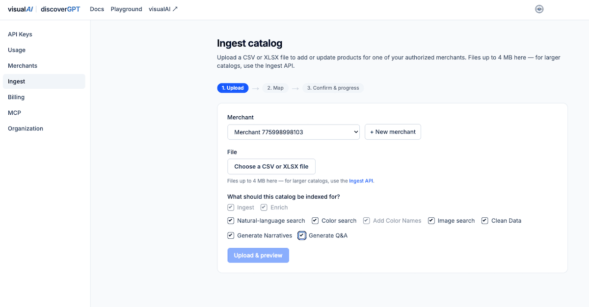 Catalog ingestion