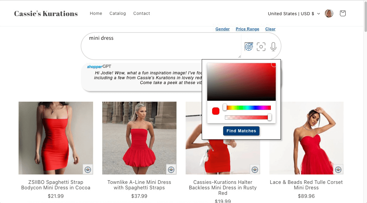 Combined text and color search