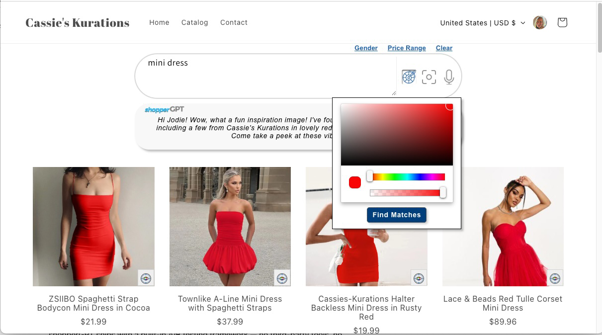 shopperGPT Text + Precise Color Search